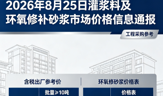 龙泉驿2026年8月25日灌浆料及环氧修补砂浆市场价格信息通报